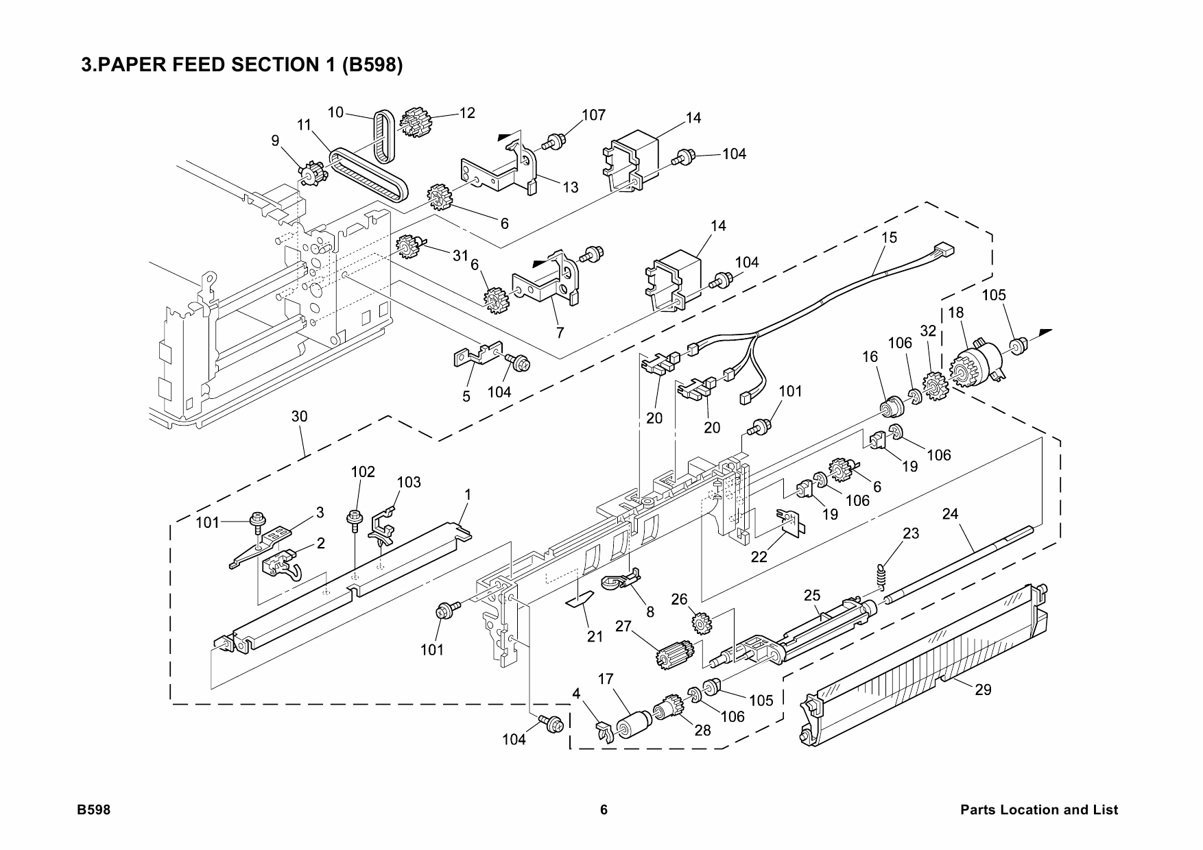 RICOH Options B598 2-TRAY-PAPER-FEED-UNIT-PS550-PS590 Parts Catalog PDF download-3